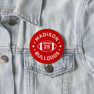 Red and White Football Player Jersey Number 7.5 Cm Round Badge
