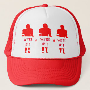 RED AND WHITE FOOTBALL TRUCKER HAT
