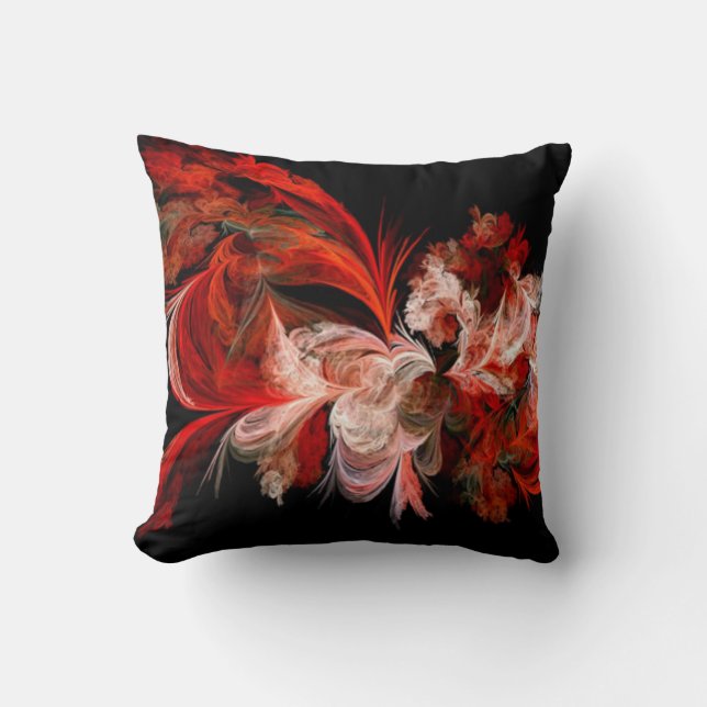 Red And White Fractal Cushion (Front)