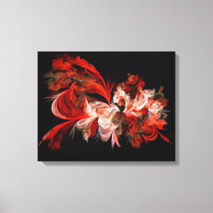 Red And White Fractal Wall Canvas Print