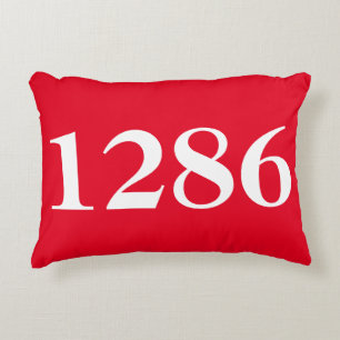 Red and White Front Porch House Number Pillow