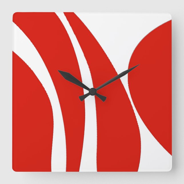 Red and white, funky design, clock (Front)