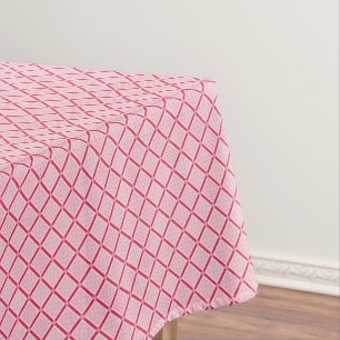 Red and white geometric checkered pattern retro tablecloth