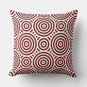 Red And White Geometric Circular Pattern Cushion
