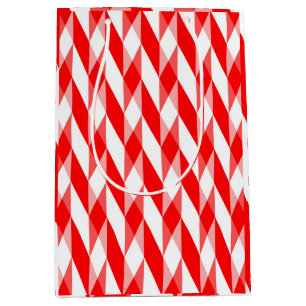 Red and White Geometric Pattern   Medium Gift Bag