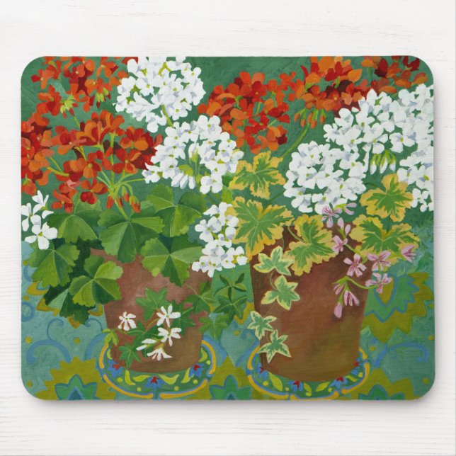 Red and white geraniums in pots 2013 mouse mat (Front)