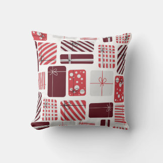 Red and White Gift Boxes Seamless Pattern Cushion
