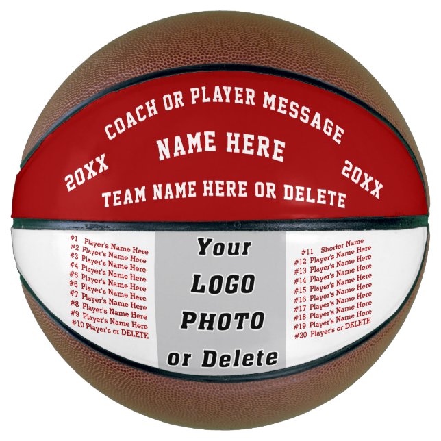 Red and White, Gifts for Coaches Basketball, BALL Basketball (Front)