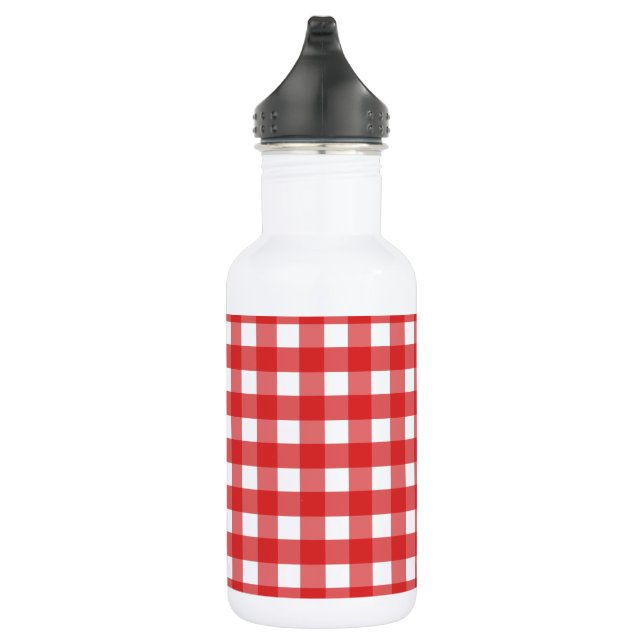 Red and white gingham 532 ml water bottle (Right)