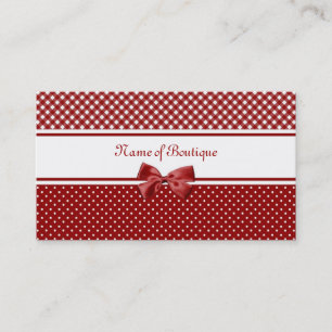 Red and White Gingham and Polka Dots Boutique Business Card