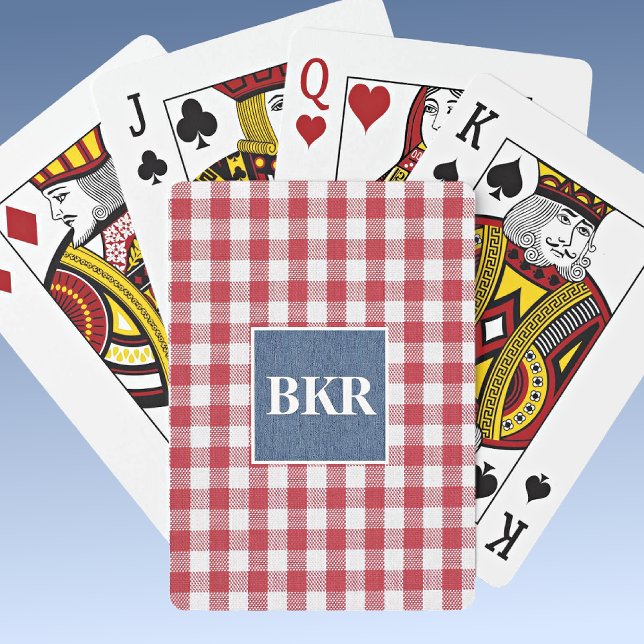 Red and White Gingham, Blue Denim, Initials Playing Cards (Creator Uploaded)