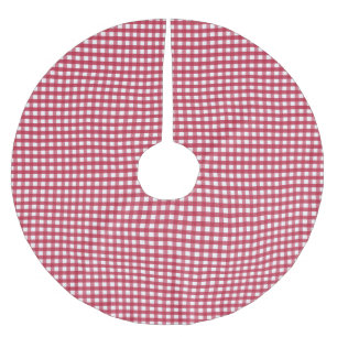 Red and White Gingham Brushed Polyester Tree Skirt