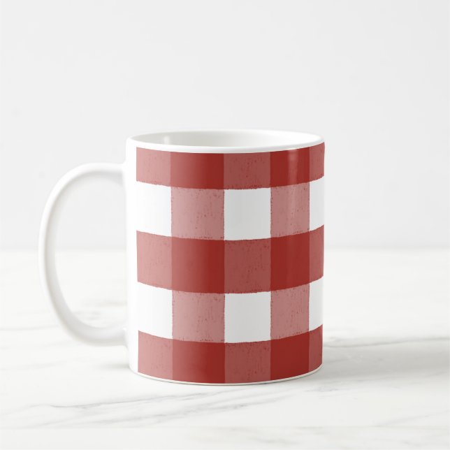 Red and White Gingham Coffee Mug (Left)