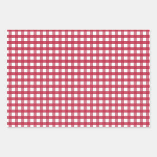 Red and White Gingham Cottagecore Wrapping Paper Sheet