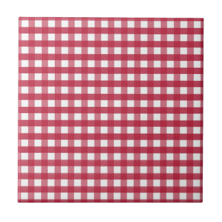 Red and White Gingham Editable Label Tile