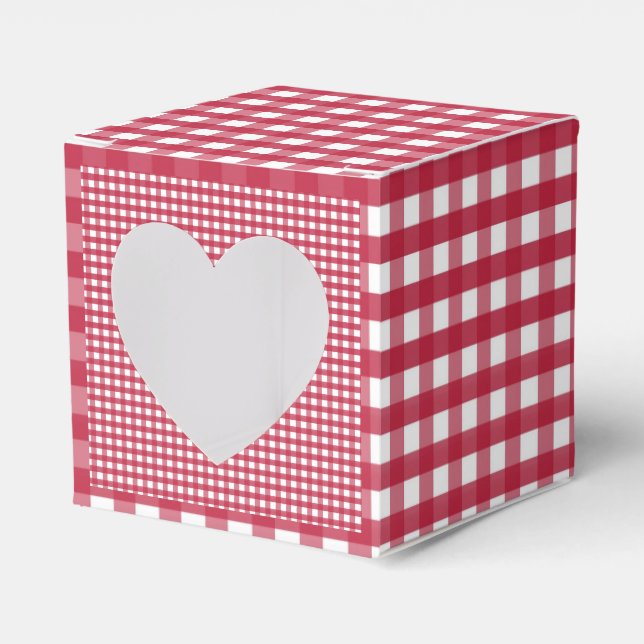 Red and White Gingham  Favour Box (Front Side)