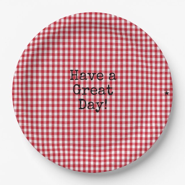Red and White Gingham - HAMbyWG Paper Bowls Paper Plate (Front)