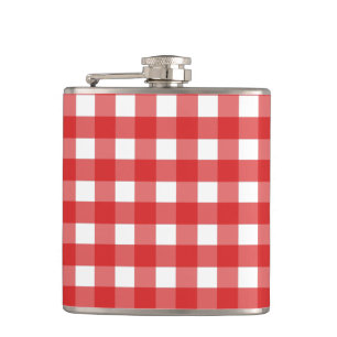 Red and white gingham hip flask
