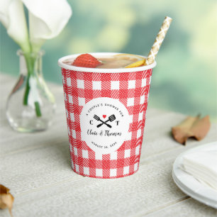 Red and White Gingham I Do BBQ Couple's Shower Paper Cups