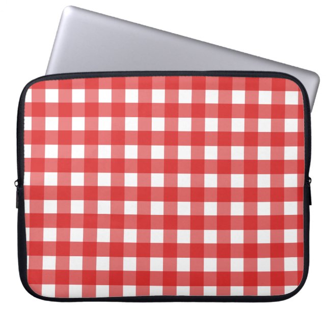 Red and white gingham laptop sleeve (Front)