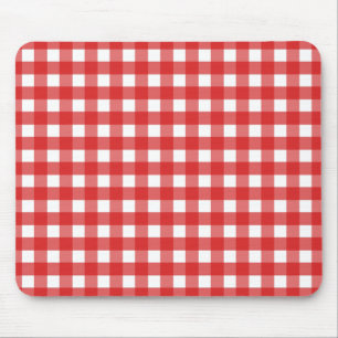 Red and white gingham mouse mat