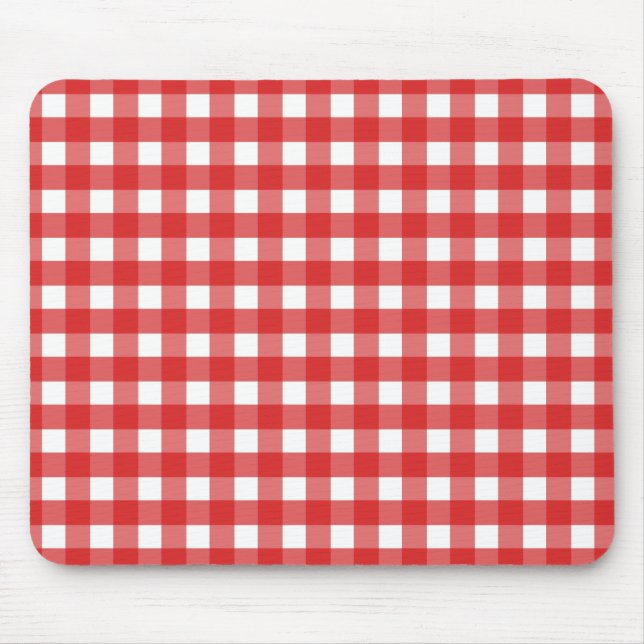 Red and white gingham mouse mat (Front)