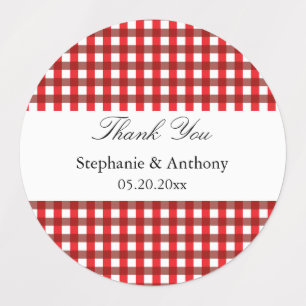 Red and White Gingham Pattern Barbeque Thank You