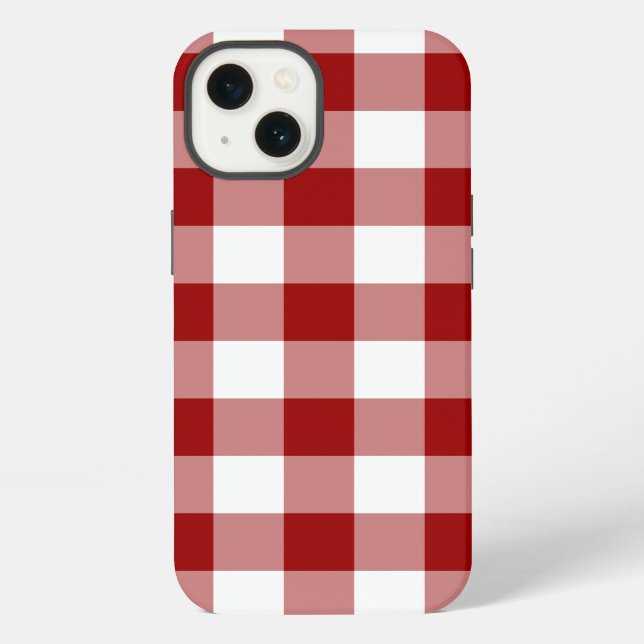 Red and White Gingham Pattern Battery Case (Back)