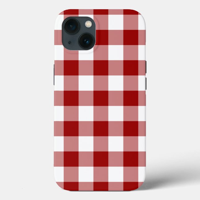 Red and White Gingham Pattern Battery Case (Back)