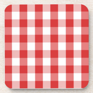 Red and white gingham pattern coaster
