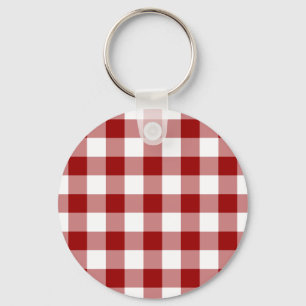 Red and White Gingham Pattern Key Ring