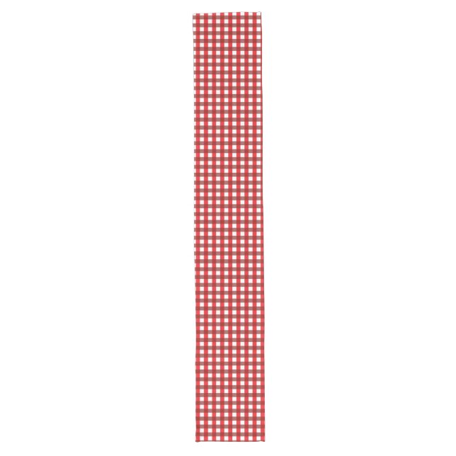 Red and White Gingham Pattern Long Table Runner (Front)