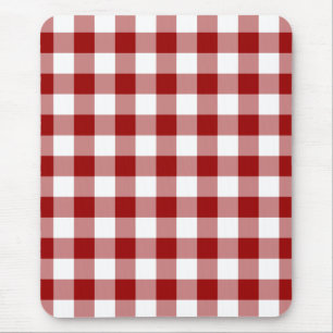Red and White Gingham Pattern Mouse Mat