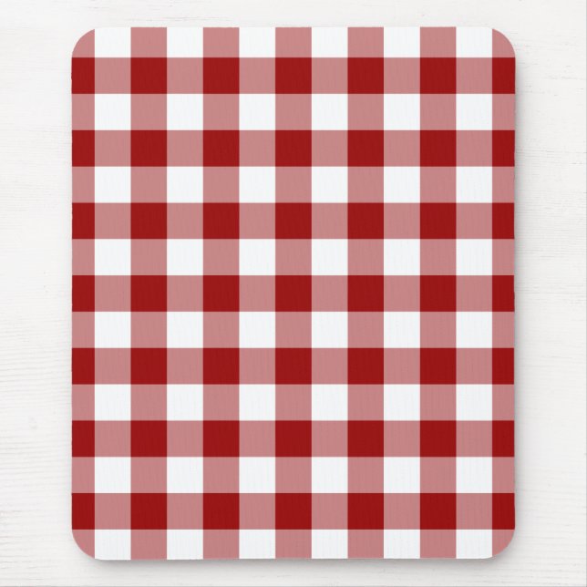 Red and White Gingham Pattern Mouse Mat (Front)