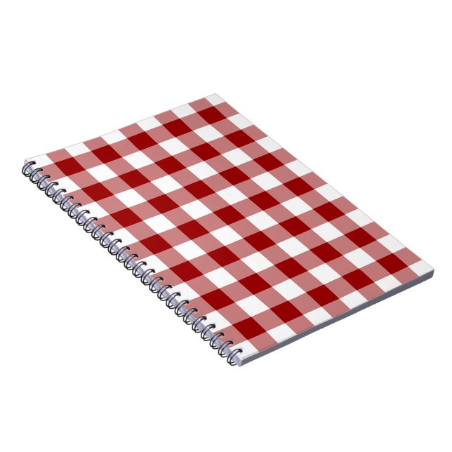 Red and White Gingham Pattern Notebook (Right Side)