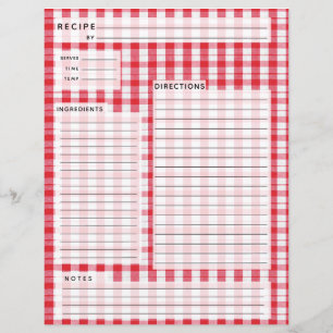 Red and White Gingham Recipe Insert