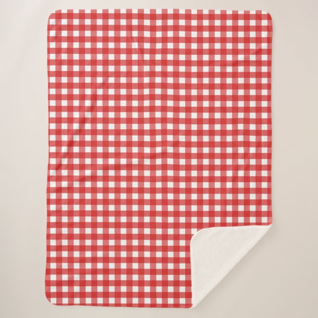 Red and white gingham sherpa blanket (Front)