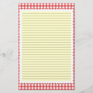Red and White Gingham Stationery - optional lines