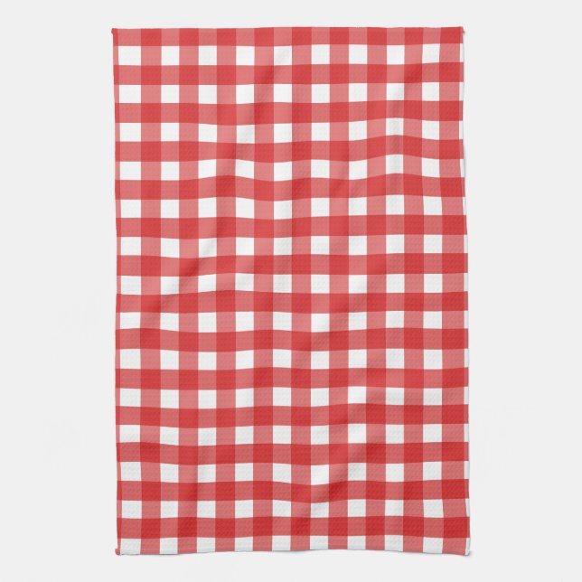 Red and white gingham tea towel (Vertical)