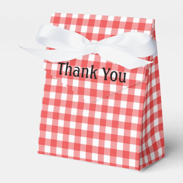 Red And White Gingham Thank You Favour Box (Front Side)
