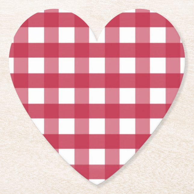 Red and White Gingham Trivet Paper Coaster (Front)