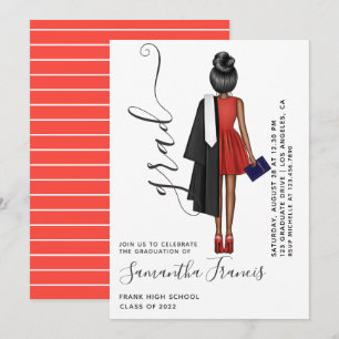 Red and White Girl Graduation Party Invitation