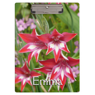 Red and White Gladiolas Summer Botanical Clipboard