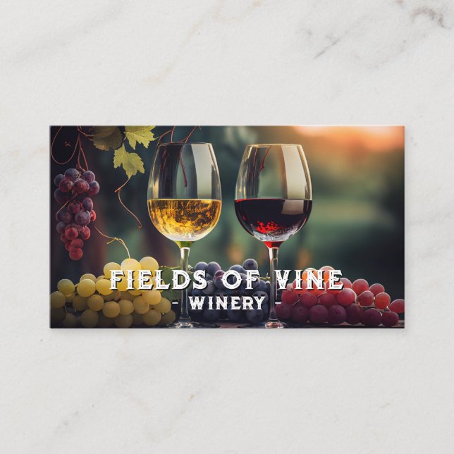 Red and White Glass | Wine Grapes Business Card (Front)