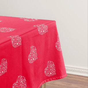 Red And White Glitter Heart Tablecloth
