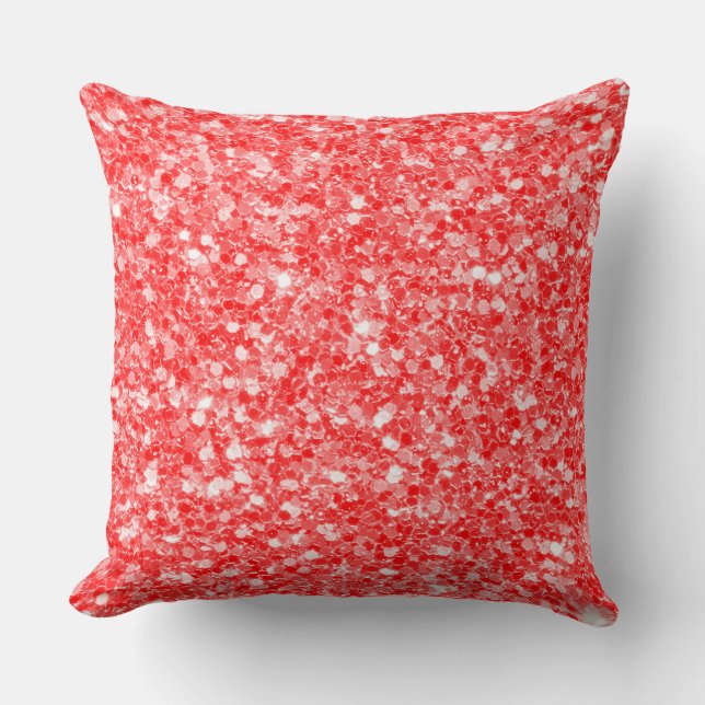 Red And White Glitter Pattern Cushion (Front)