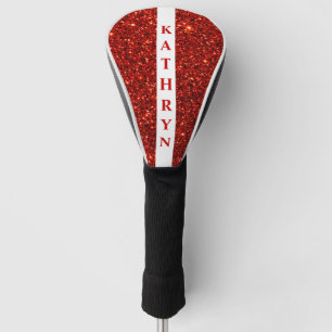 Red and White Glitter Personalised Golf Head Cover