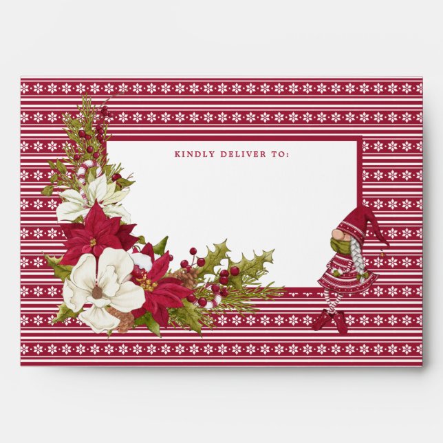 Red and White Gnome for the Holidays Fair Isle Envelope (Front)
