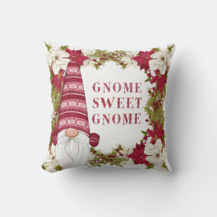 Red and White Gnome Sweet Gnome   Christmas Cushion