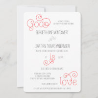 Red and White God is Love Christian Wedding